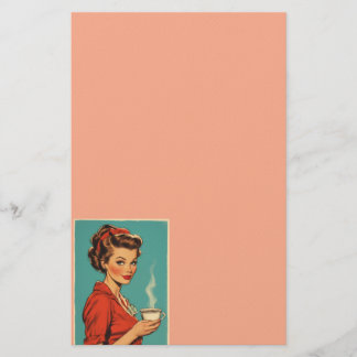 Papelería Retro housewife coffee pink stationery