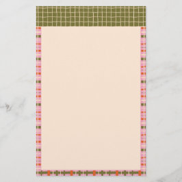 Papelería Retro Primavera Cuadros y Cuadrícula Dibujados a M