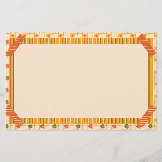 Papelería Retro Spring Hand Drawn Faux Washi Floral Stripe (Anverso)