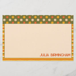 Papelería Retro Spring Hand Drawn Floral Striped Horizontal