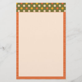 Papelería Retro Spring Hand Drawn Floral Striped Vertical