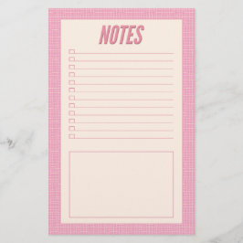 Papelería Retro Spring Hand Drawn Pink and White Grid Notes