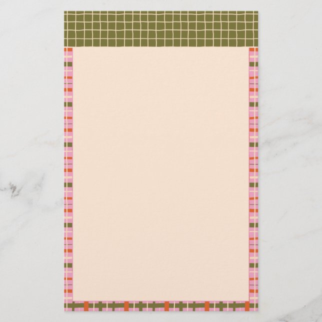 Papelería Retro Spring Hand Drawn Plaid and Grid Vertical (Anverso)
