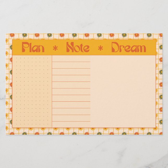 Papelería Retro Spring Hand Drawn Plan and Dream Floral Grid (Anverso)