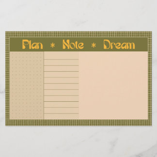 Papelería Retro Spring Hand Drawn Plan and Dream Green Grid