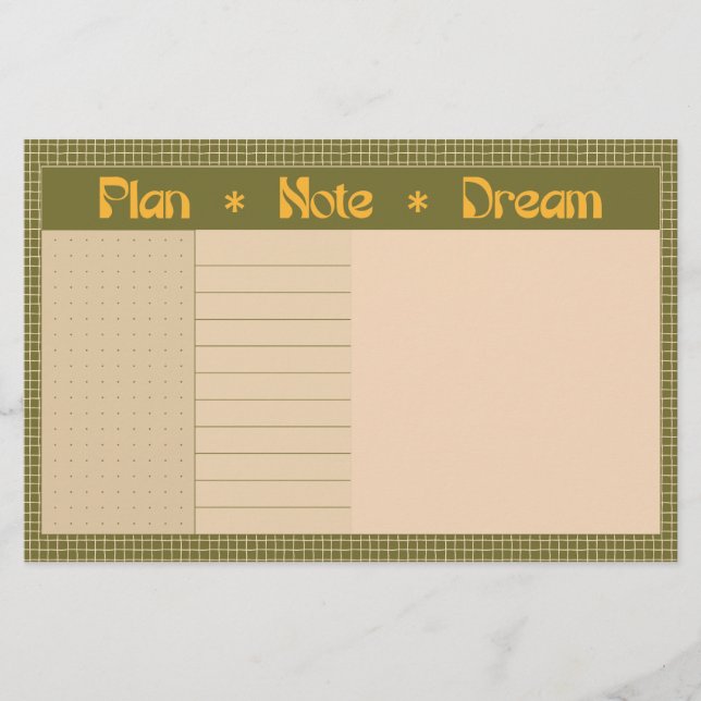 Papelería Retro Spring Hand Drawn Plan and Dream Green Grid (Anverso)