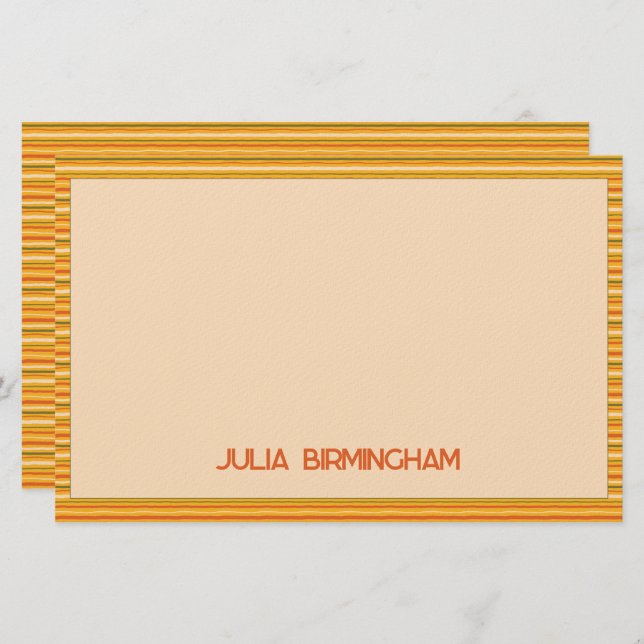 Papelería Retro Spring Hand Drawn Sunshine Striped  (Anverso / Reverso)