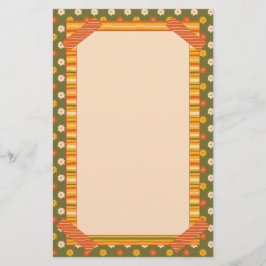 Papelería Retro Spring Mano Dibujada Falso Washi Floral Vert