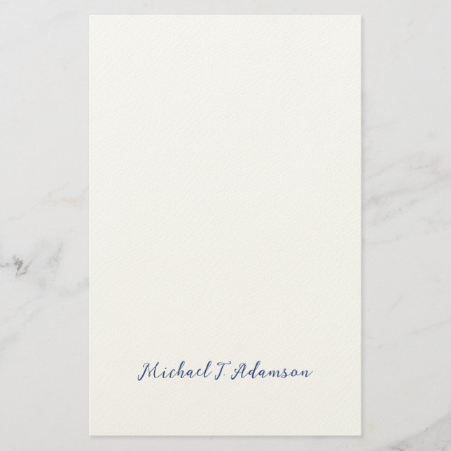 Papelería Retro Style Elegant Plain White Calligraphy Name (Anverso)