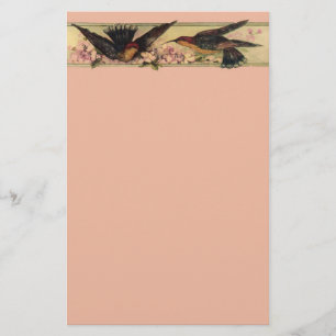 Papelería Reunión de Aves ~ Flores rosadas apasionadas Vinta