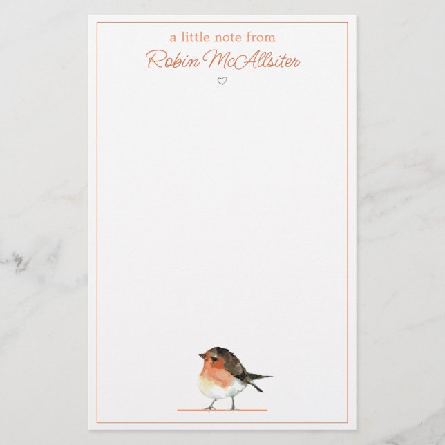 Papelería Robin Naranja Cute - Simple Elegante (Anverso)