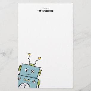 Papelería Robot dibujado mano azul linda