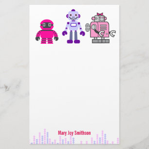 Papelería Robot rosado lindo y de Kawaii del chica de los