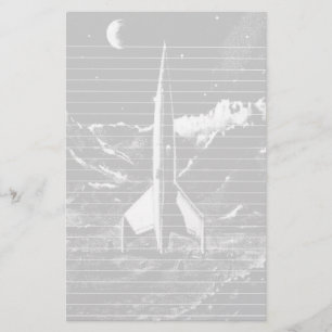 Papelería Rocket retro en el planeta estéril