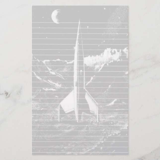 Papelería Rocket retro en el planeta estéril (Anverso)