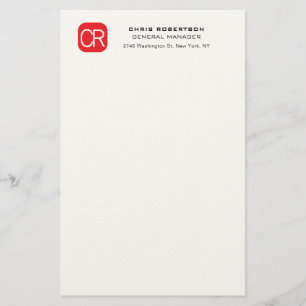 Papelería Rojo Blanco Profesional Liso Monogramado