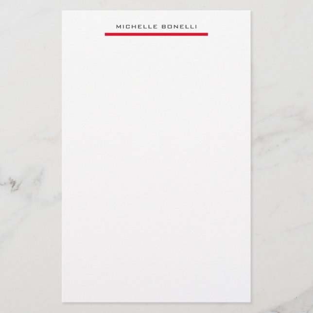 Papelería Rojo Blanco Profesional Liso Sencillo Minimalista (Anverso)