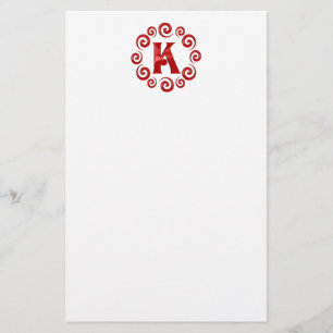 Papelería Rojo de la letra K del monograma