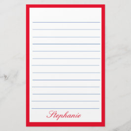 Papelería Rojo Líneas Azules Blancas Frames Monogramas