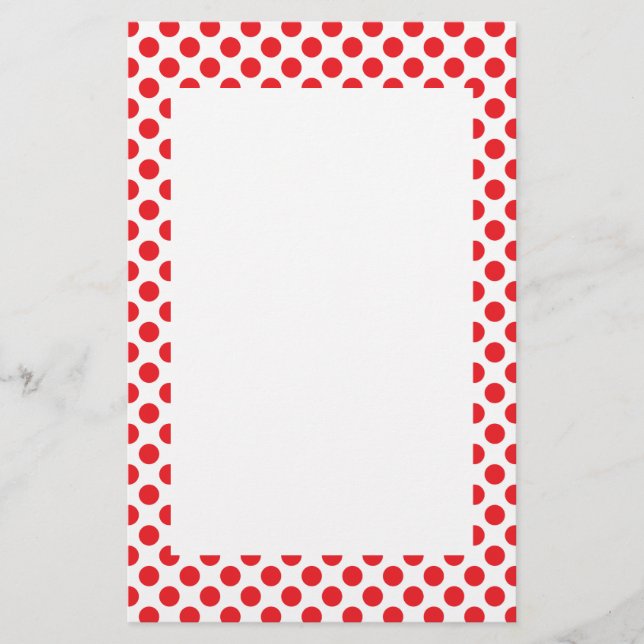 Papelería Rojo sobre Punto de Polka Blanco (Anverso)