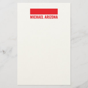 Papelería Rojo y Blanco Minimalista Simple Nombre Llano