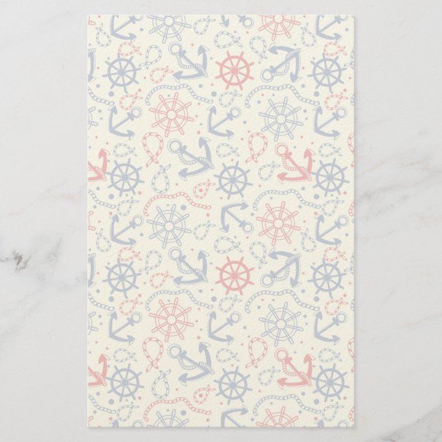 Papelería Rojo y fondo azul marino con el ancla (Anverso)