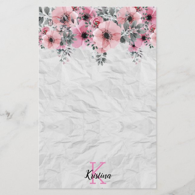 Papelería Romántico elegante floral antiguo personalizado (Anverso)