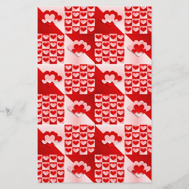 Papelería Romántico Valentine Love Hearts Red White Heart (Anverso)