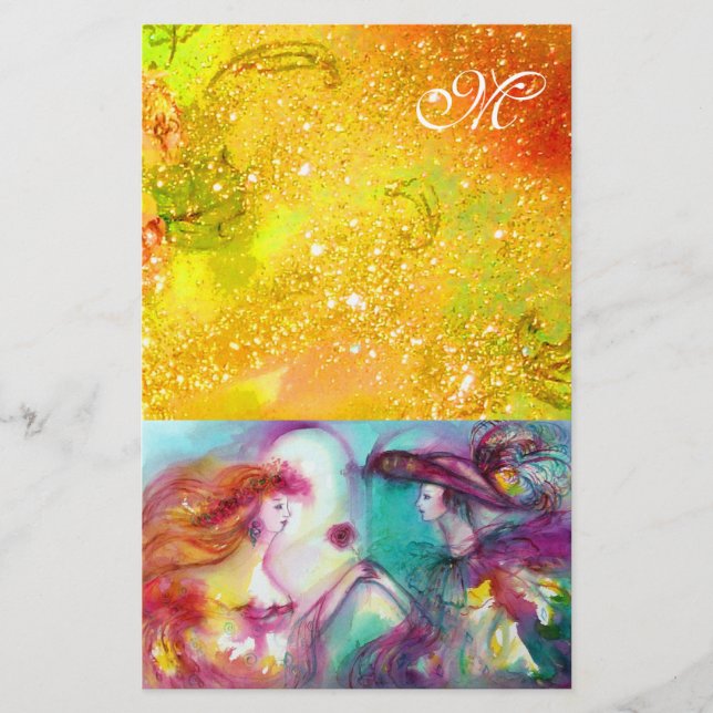 PAPELERÍA ROMEO Y JULIET, DERRAMAS DE ORO VERDE AMARILLO (Anverso)