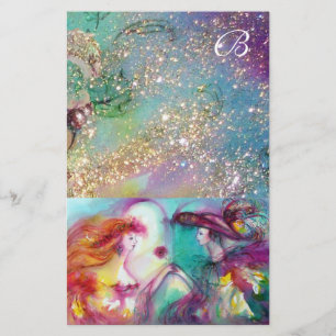 PAPELERÍA ROMEO Y JULIET, ORO AZUL VERDE AZULADO DERRAME MON