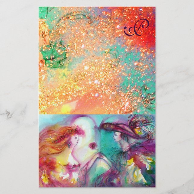 PAPELERÍA ROMEO Y JULIET, ORO VERDE ROSA ROSA ROSA MONOGRAM (Anverso)