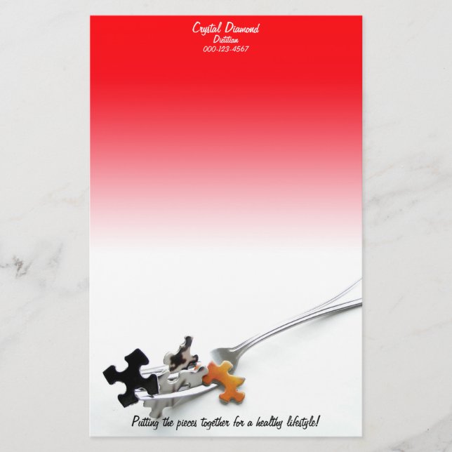 Papelería Rompecabezas Pieces Horquilla Ombre Blanco Rojo (Anverso)