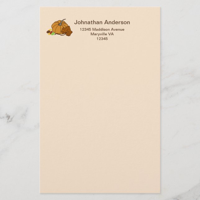 Papelería Ropa de calabaza nombre y dirección de los dulces (Anverso)