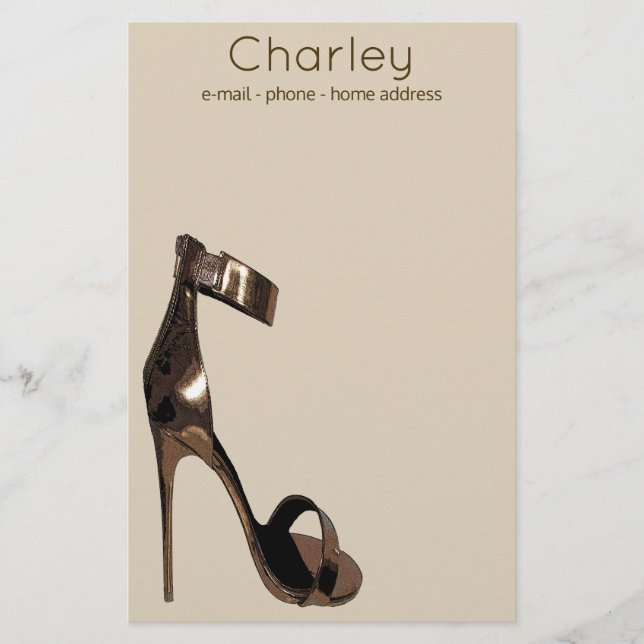 Papelería Ropa de cuero dorado para zapatos de segunda mano  (Anverso)