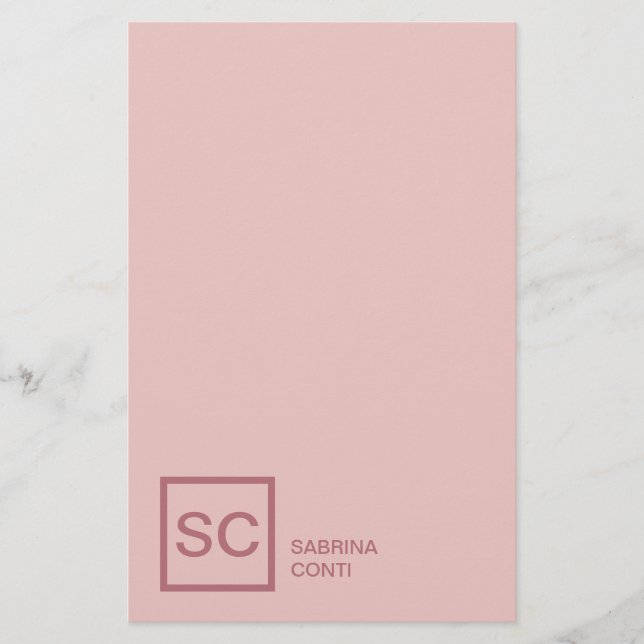 Papelería Rosa de color dorado profesional niñita monograma  (Anverso)