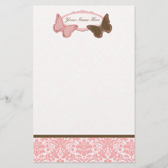 Papelería Rosa de encargo del damasco de los efectos de (Anverso)