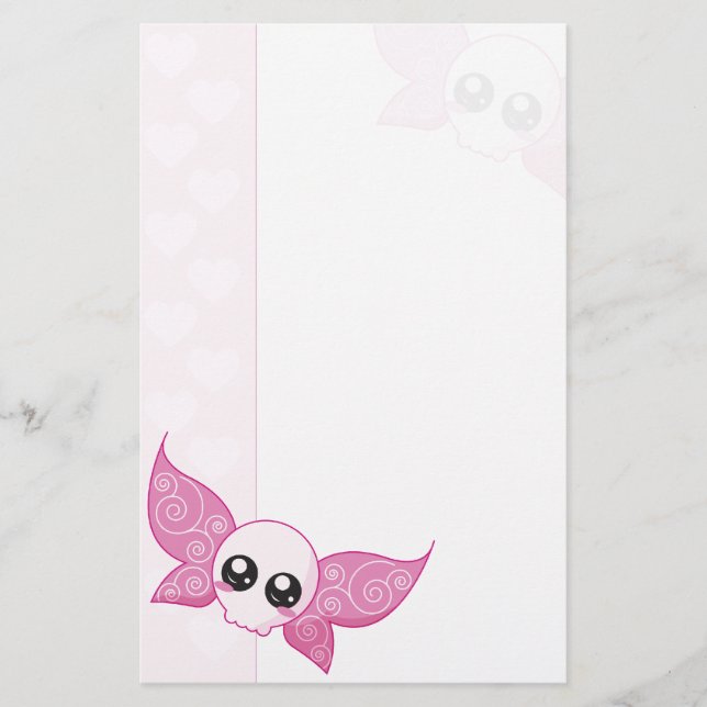Papelería Rosa de la hada del cráneo (Anverso)