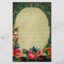 Rosa de música de chapa y gato victoriano de vinta