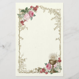 Papelería Rosa eucarístico católico y comunión de cáliz