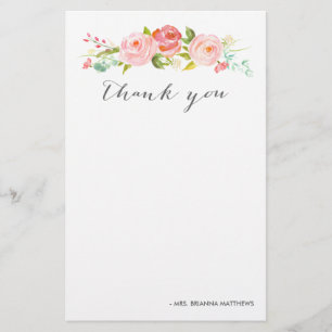 Papelería Rosa Garden Floral Gracias Personalizado