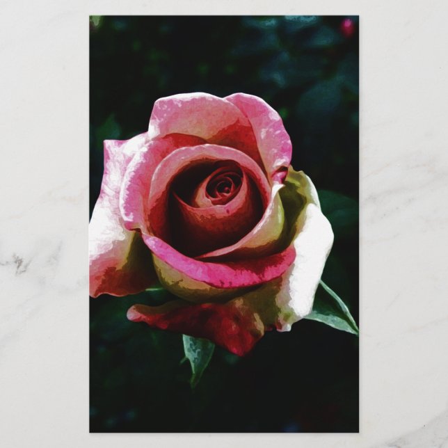 Papelería Rosa roja pintada al óleo (Anverso)