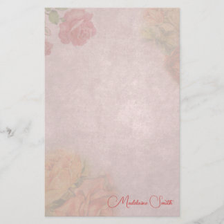 Papelería Rosa Vintage Floral Nombre Personalizado