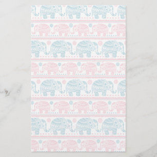 Papelería Rosa y modelo étnico verde azulado del elefante