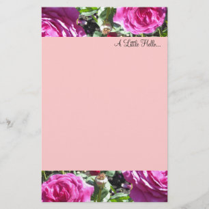 Papelería Rosas Elegantes de Color Rosa Caliente