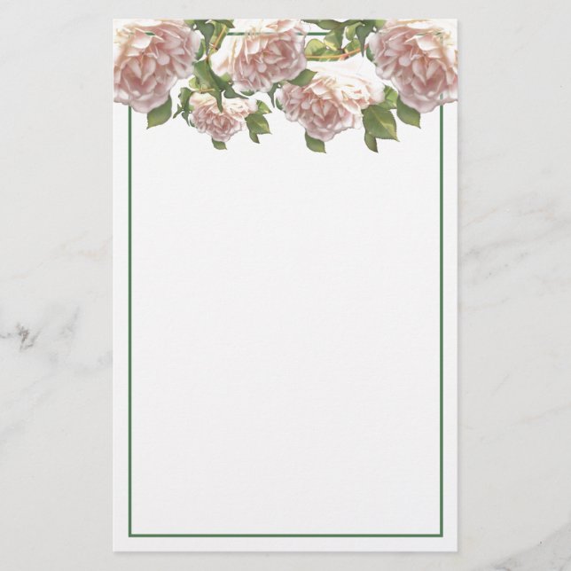 Papelería Rosas elegantes de flores blancas rosas (Anverso)