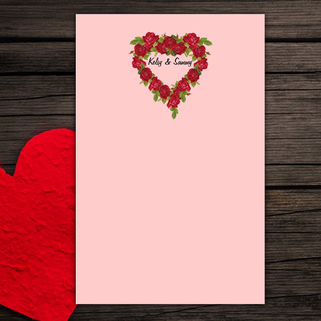 Papelería Rosas rojas de corazón (Stationery for Valentine's Day, Weddings or engagements.)