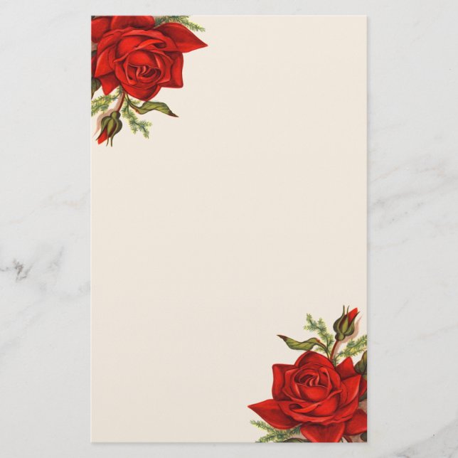 Papelería Rosas rojos del vintage magnífico elegantes (Anverso)