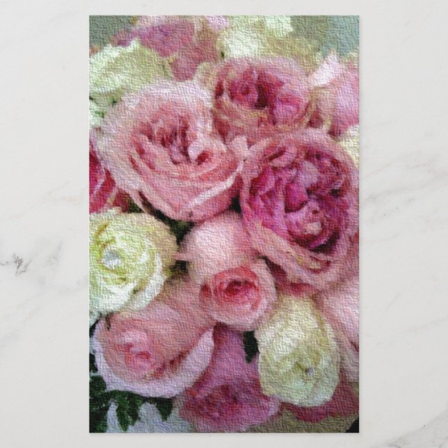 Papelería Rosas rosa y blanca (Anverso)