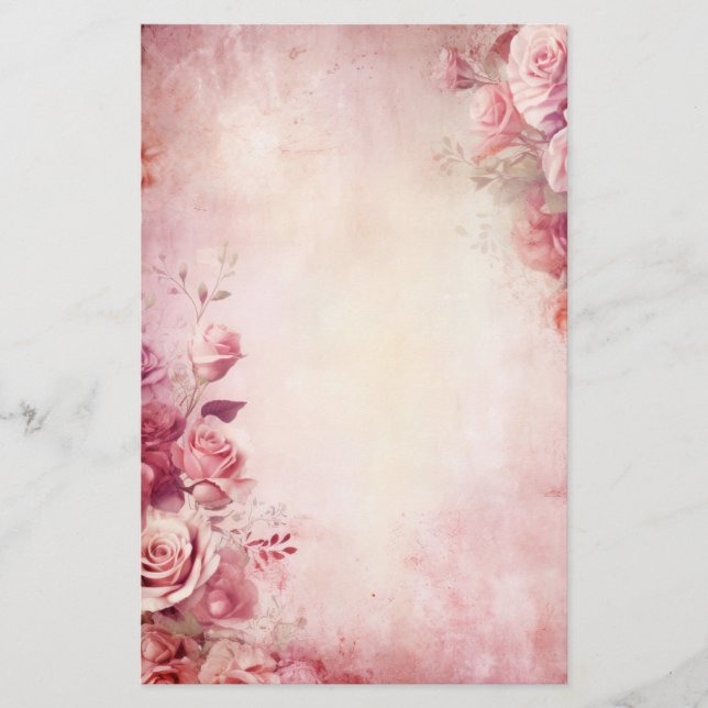 Papelería Rosas rosadas Vintage Blush (Anverso)
