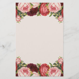 Papelería Rosas rosados de la col de Borgoña del Victorian